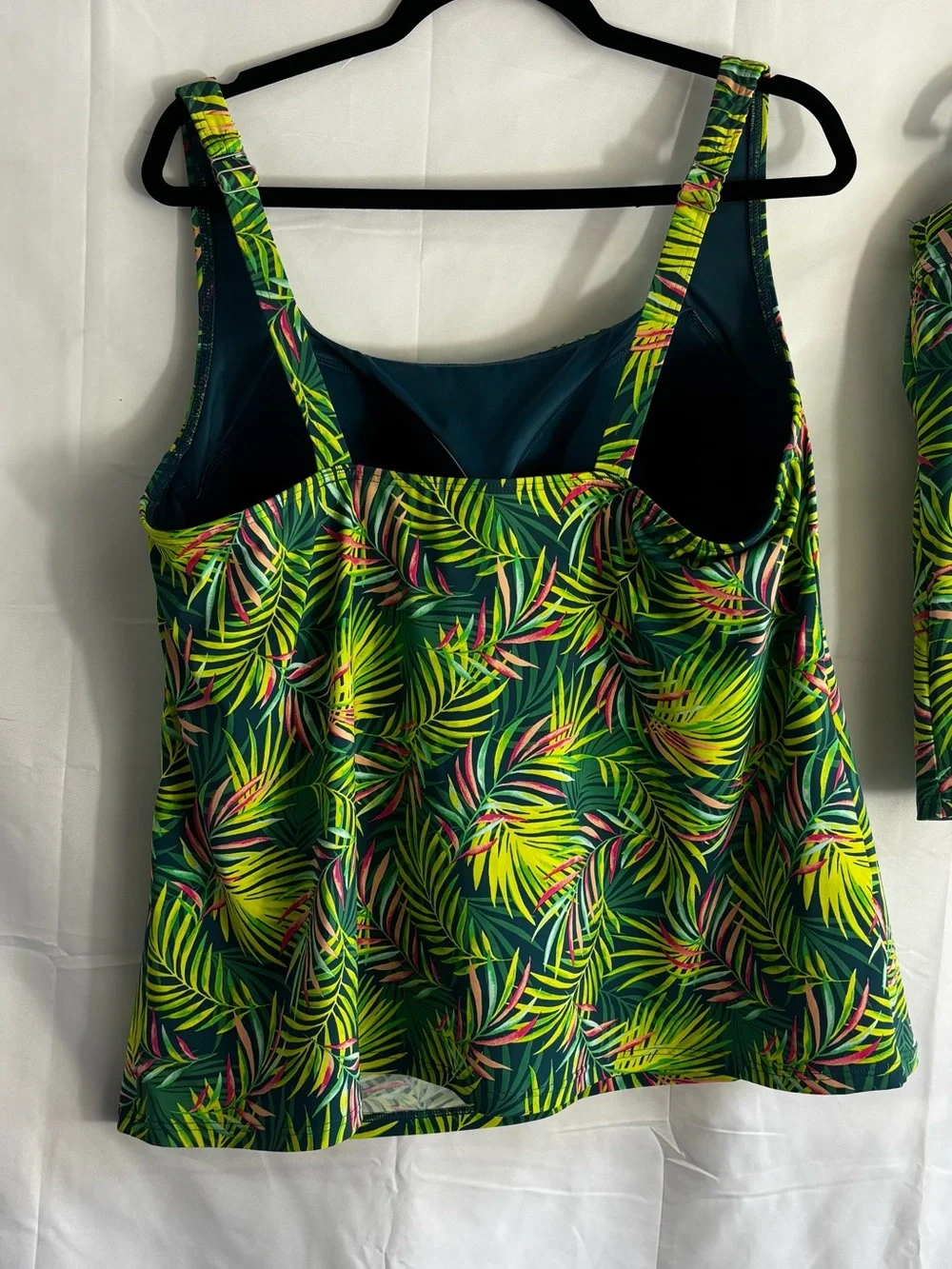 Lands' End Green Tropical Leaf Tank and Skirt swimsuit Set